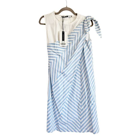 SPORTMAX CODE COBEA BLUE STRIPE POPLIN DRESS - Picture 4 of 7